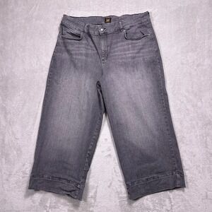 Lee Legendary Wide Leg Crop Jean Women's 20WP Blurred Black Gray Denim High Rise